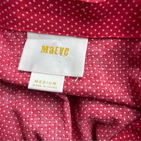 Red Maeve polka dot cinched waist button down blouse - Picture 4 of 4